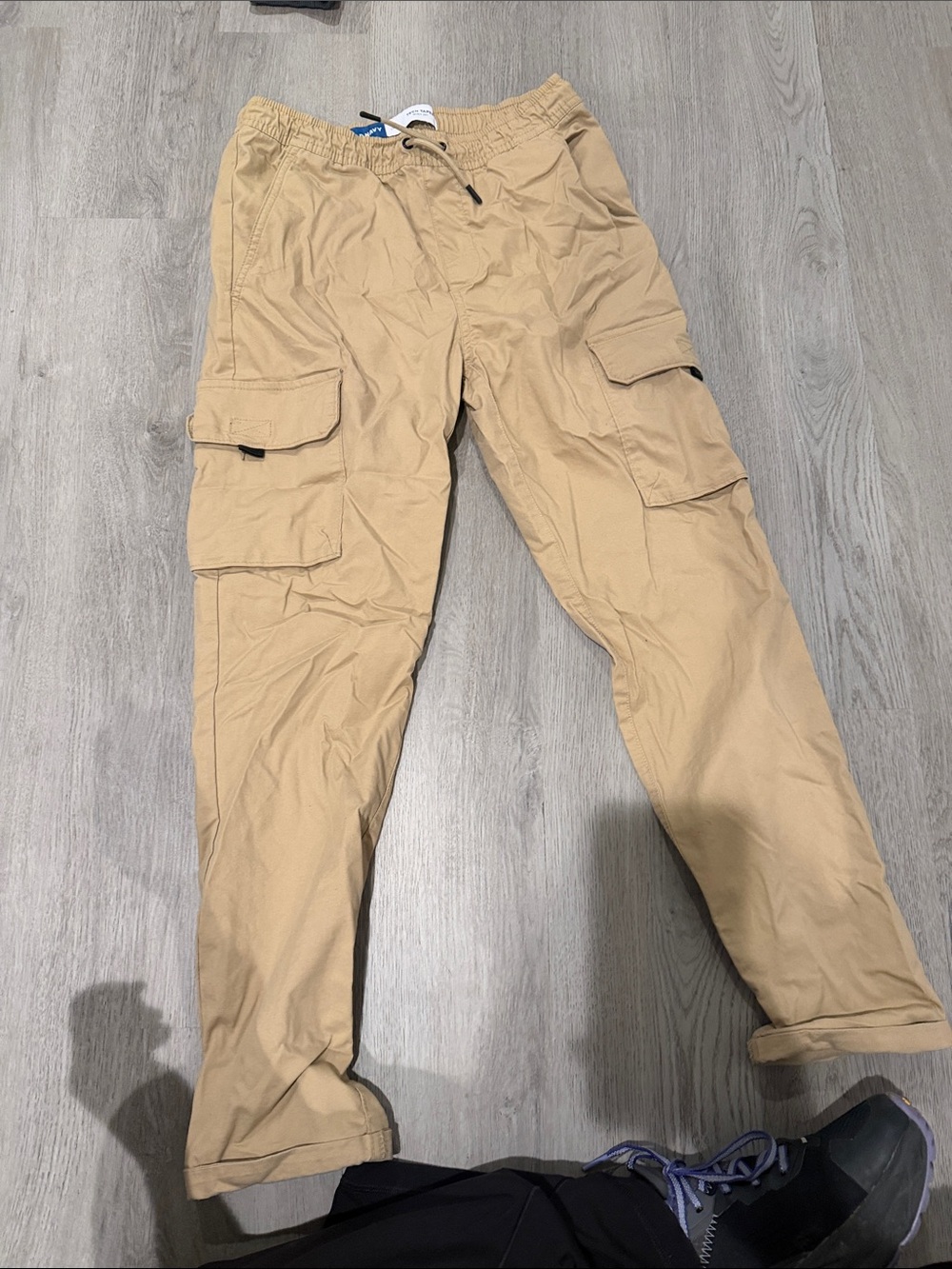 Old Navy Kids Tan Cargo Pants - Drawstring Waist